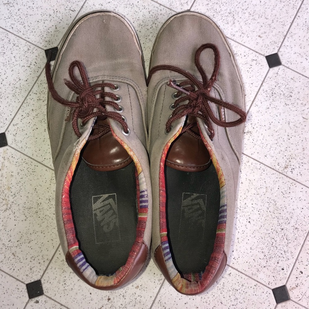 Beige vans with colorful design inside :)